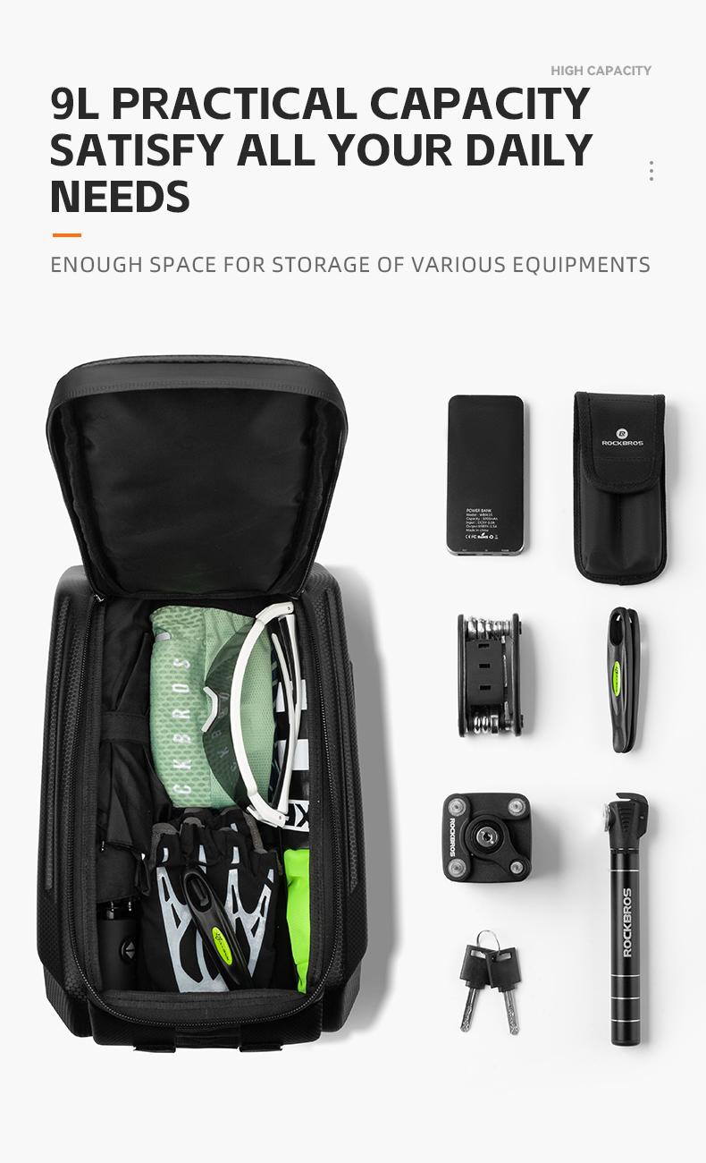 ROCKBROS Bike Rack Bags - Hard Shell Bicycle Rear Rack Bag Large Pannier for Bicycle Rear Rack Bags Bike Rear Seat Bag Bike Trunk Bag Ebike Battery Bag Bike Saddle Bag for Rear Rack Bike Accessories