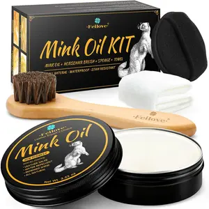 4-in-1 Mink Oil Leather Conditioner and Cleaner 3.52 oz - Premium Waterproof Formula for Boots and Shoes