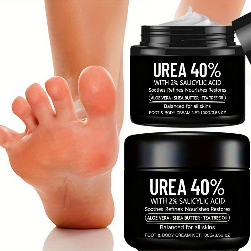1pc 40% Urea Foot Cream for Cracked Heel - with Tea Tree Oil, Hyaluronic Acid & Shea Butter - Intense Moisturizer, Dead Skin Remover, Non-Greasy, Hypoallergenic Formula for All Skin Types