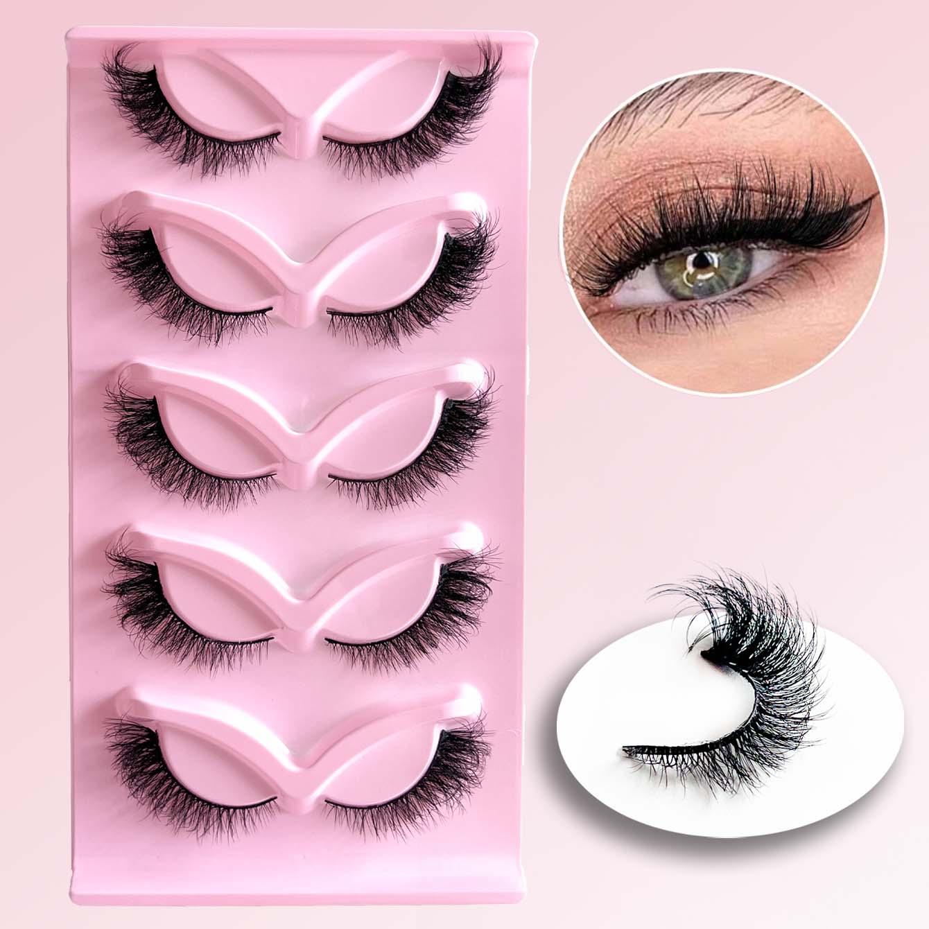 5 Pairs Voluminous Cat Eye False Lashes, Lightweight Soft Dense Long-Lasting, Perfect for Daily Wear, Dates, Weddings, Festive Parties