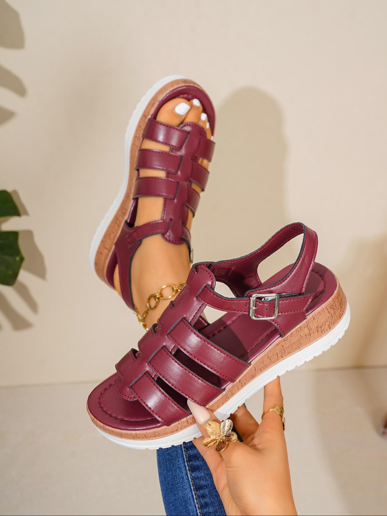 Women's Summer Casual Fashion Wedge Sandals, Waterproof Thick Sole Slip-On Shoes, Fish Mouth Design, Wholesale Large Sizes, Fashionable Wedge Shoes