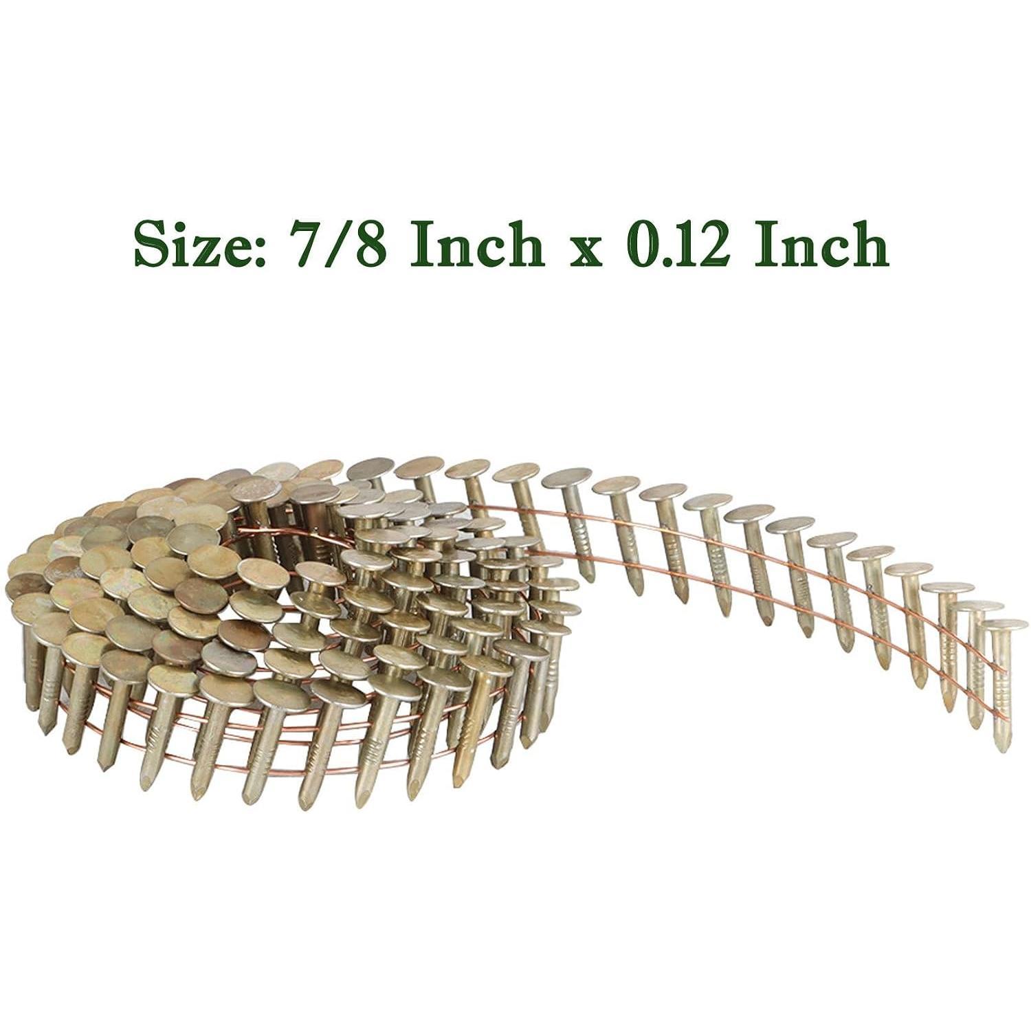 3600 Count Roofing Nails 15  7/8 Inch x 0.12 Inch Collated Wire Coil Full Round  Ring Shank Electro Galvanized Roofing Nails
