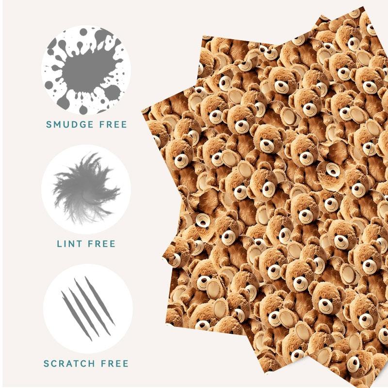 1/3/6/14pcs Teddy Bear Pattern Cleaning Cloth, Suitable For Lens & Glasses Cleaning, Multiple Specifications Available, Single - Sided, Soft Texture, Ideal For Home & Photography Use, Efficient Cleaning