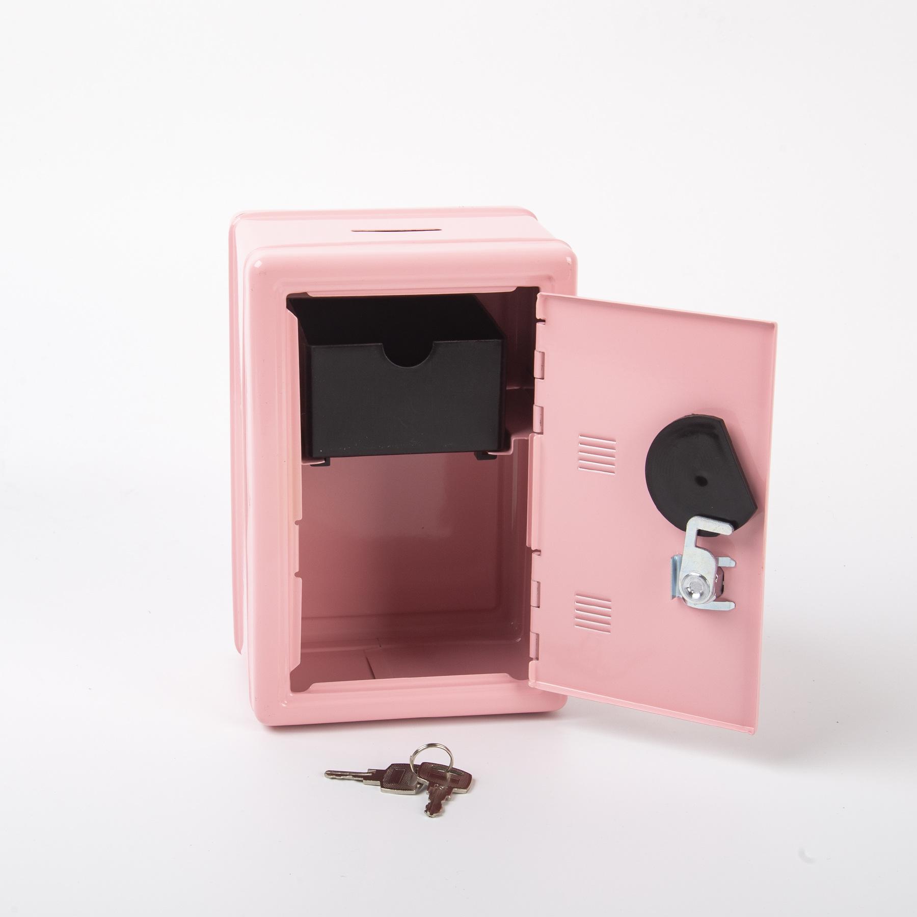Mini Safe Piggy Bank, Creative Metal Storage Box with Password & Key Lock, Cash & Coin Organizer