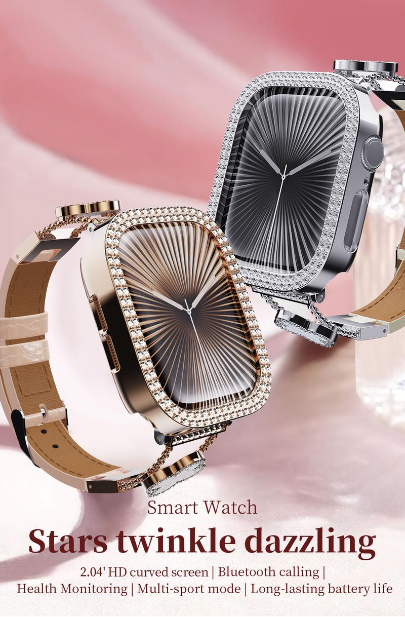 2026 Fashion Diamonds Smart Watch, Perfect Valentine's Day Gift for Men Women, Touch Screen Fitness Watch with DIY Dial, Answer/Make Call/Message, 100+ Sport Modes, Activity Tracker for iPhone Android, Royal Gold