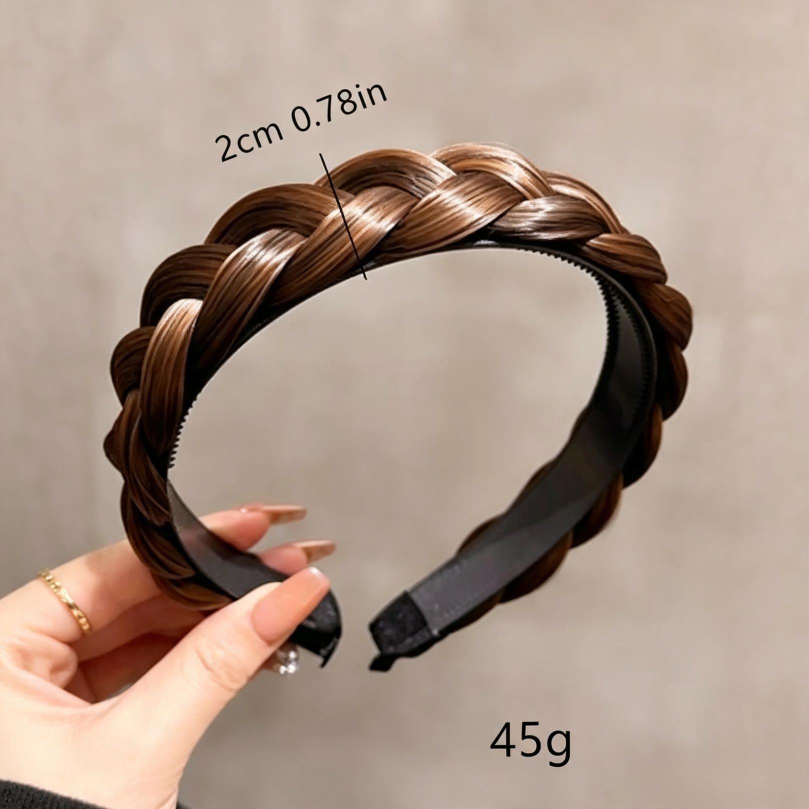 Synthetic Fishbone Braided Headband, Hand-Knotted Hair Braid Design Hairband, Non-Slip Hair Accessory for Women Teen Girls, Soft Wig Material Headwear for Daily Commute Dating Casual Street Style