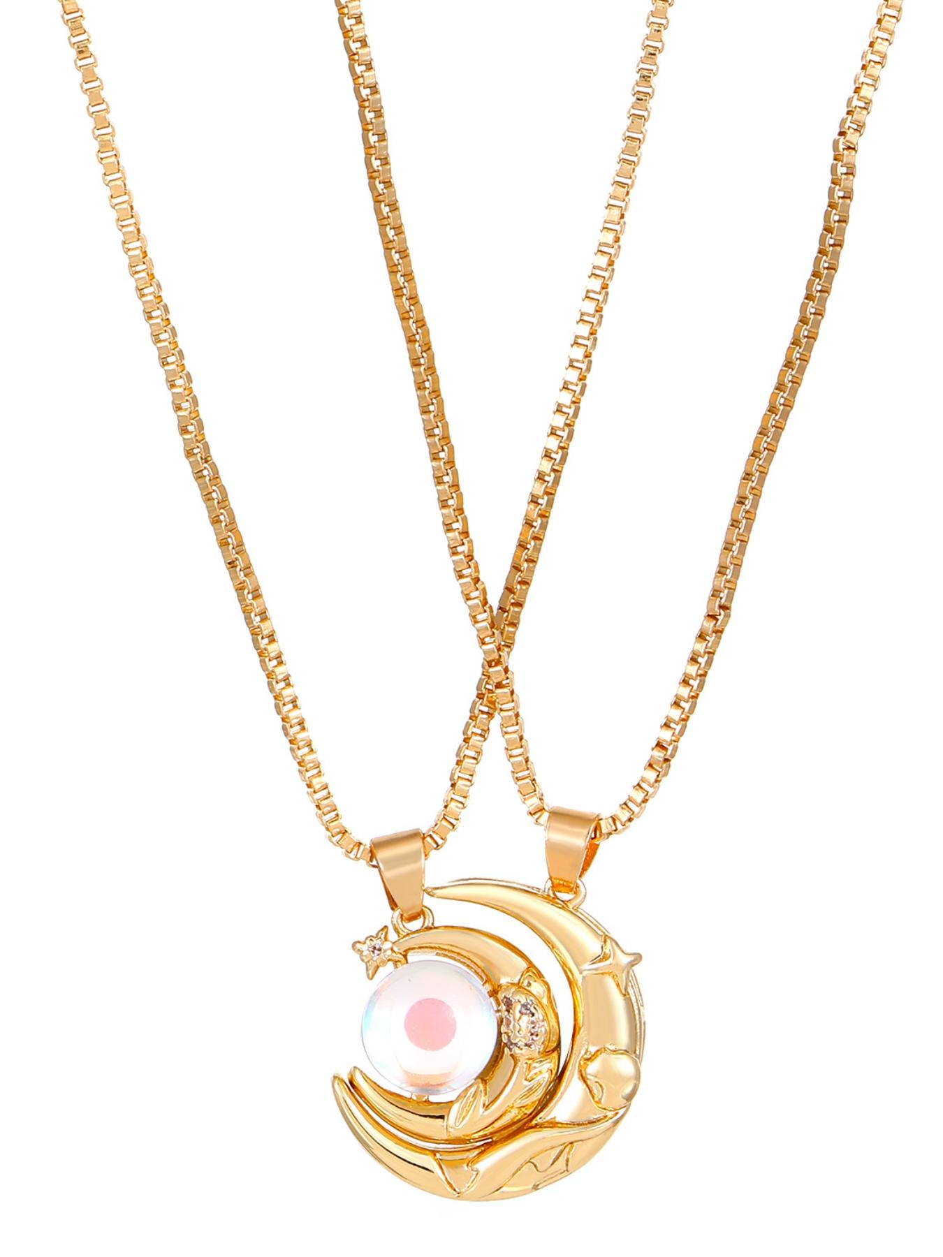 Gold Moon Pendant Necklace for Women, Dainty Moonstone Crescent Moon Choker, Elegant Celestial Jewelry for Daily Wear, Perfect Birthday Anniversary Gift for Her