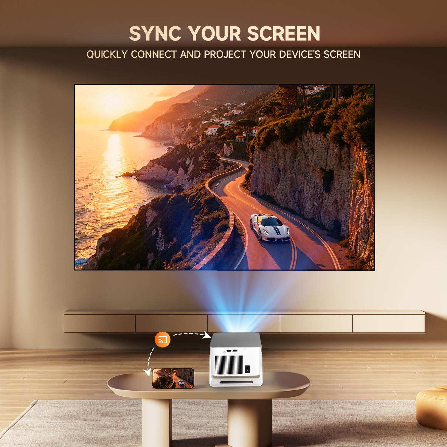[US warehouse] Magcubic HY350MAX Projector 900ANSI Auto Focus 8K Decode Android 14 Allwinner H726 Built-in 15W HiFi Speaker Dual WiFi6 BT5.4 Native 1080P 1.0:1 short Throw Portable Smart Projector For Home Cinema Movie Night, Gift, Black Friday