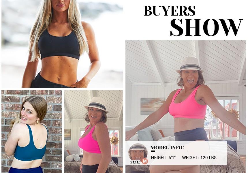 Tempt Me Women Sports Bra Bikini Top Push Up Scoop Neck Bathing Suits Top for Teen Girls