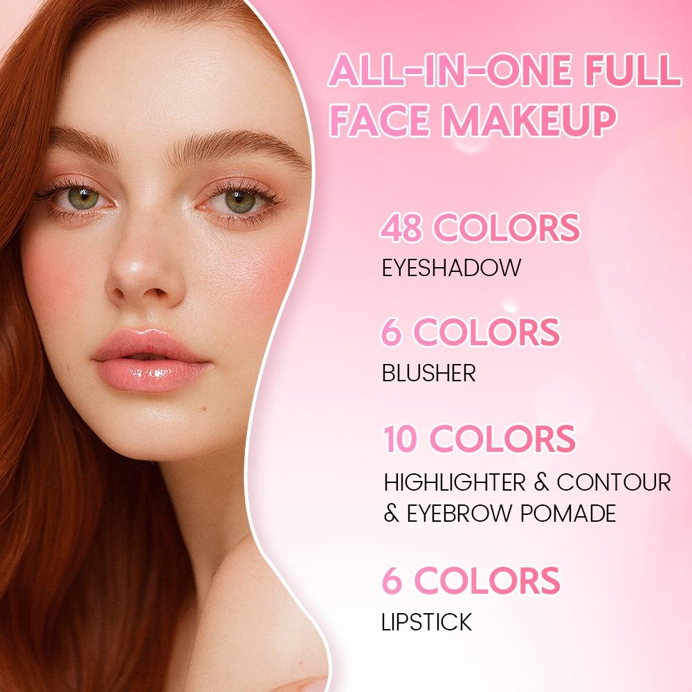 Complete Makeup Book Set, Makeup Palette Set, Makeup Set Kit, Includes Eyeshadow Blush Contour Lip Gloss, Essential Beauty Products, Perfect for Beginners & Professionals