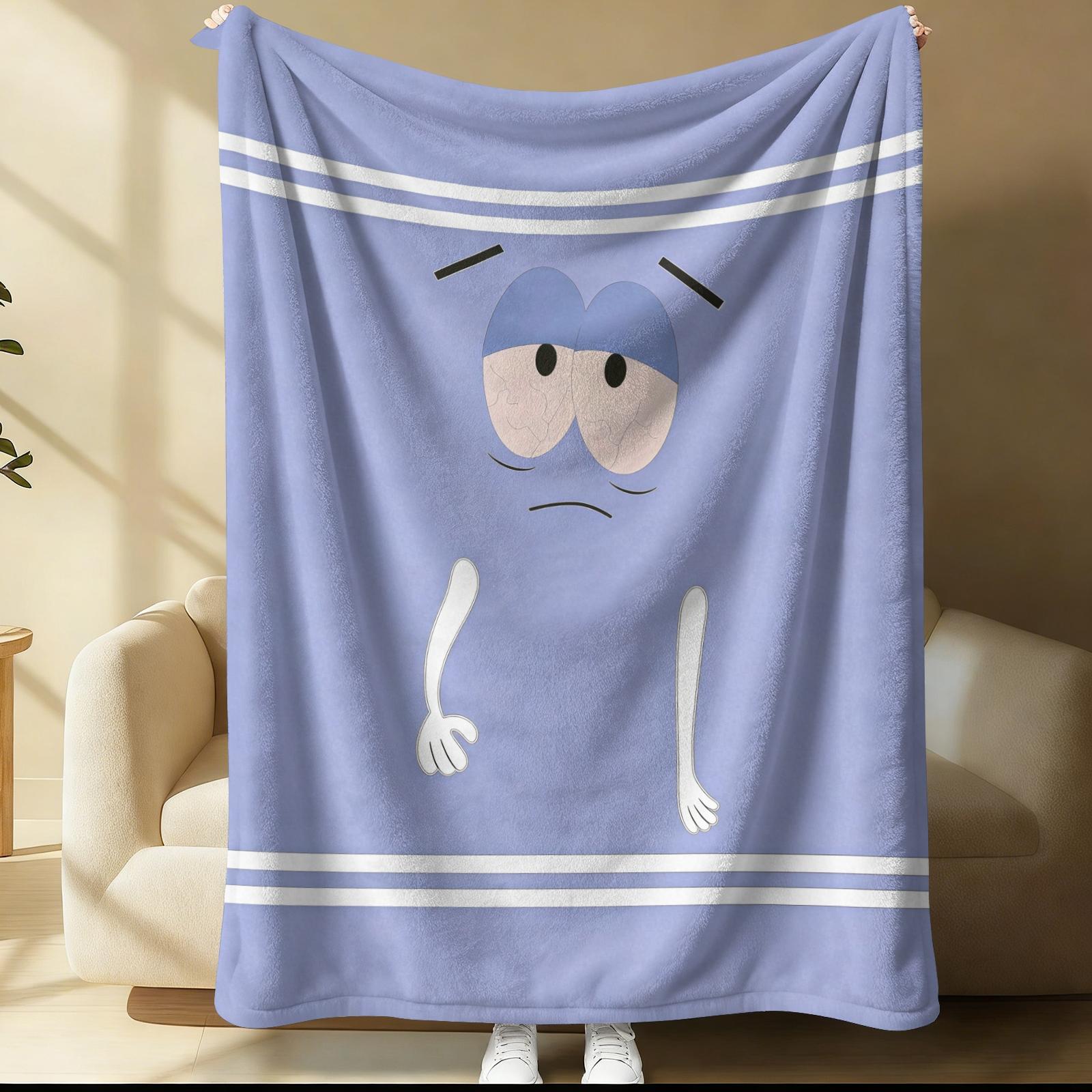 Towelie South Park Throw Blanket, Cute Cartoon 420 Themed Cozy Fleece Blanket, Funny South Park Character Blanket for Sofa Bed, Ideal Gift for South Park Fans