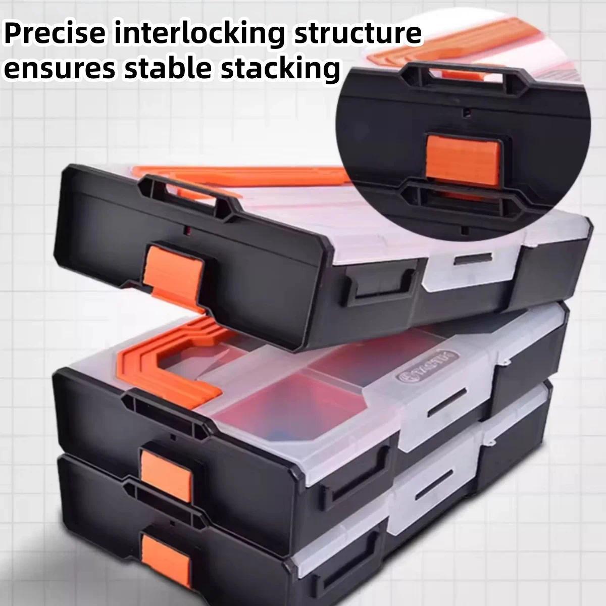 Small Parts Stackable Organizer Case Electronic Component Storage Divided Box Workshop Easy Transport Nonslip Tool Storage Box