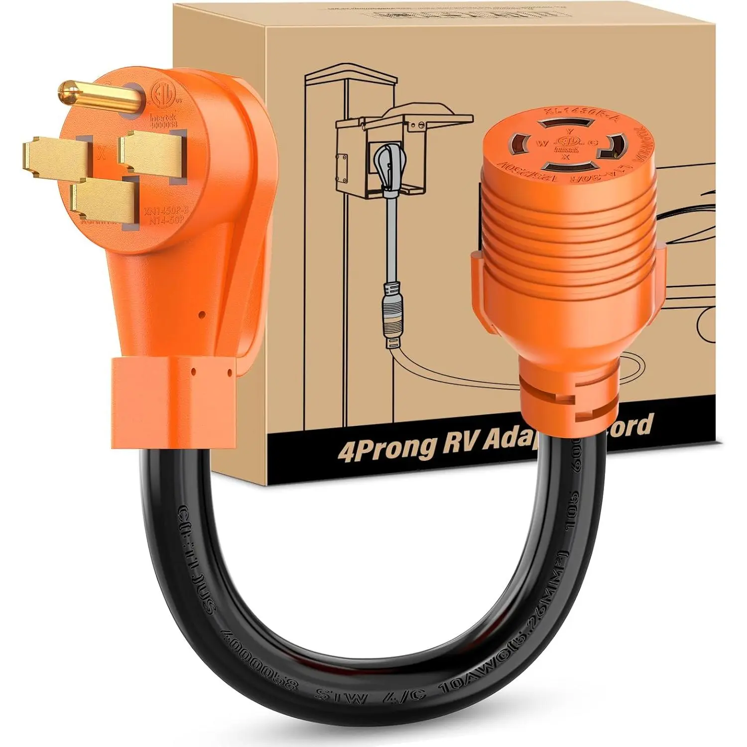 Nilight NEMA 14-50P to L14-30R 4 Prong Generator Transfer Switch Adapter, 240V/120V 50A Male to 30A Twist Lock Female Plug, Pure Copper 10 AWG ETL Listed, Heavy Duty for House Power Backup