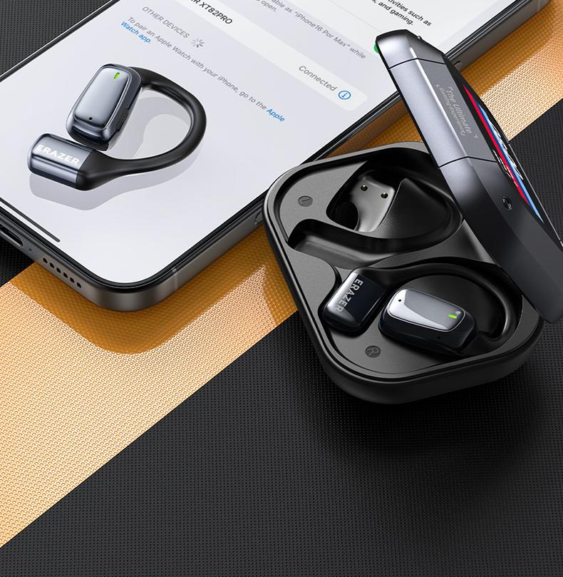 ERAZER XT82Pro OWS Wireless Earbuds Bluetooth 5.4 Earphones HIFI Sound Quality Wireless Headphones Light-Weight Headphones Full Color Display Touch Screen Gaming Headsets Built-in Microphone
