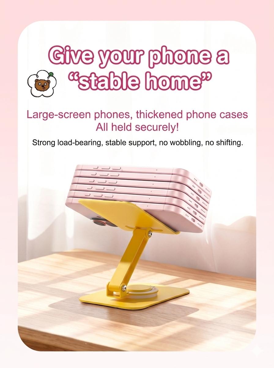 Cute Minions 360° Rotating Phone Stand Foldable, Adjustable, And Portable Desktop Holder (360-Degree Rotation, Secure & Stable)