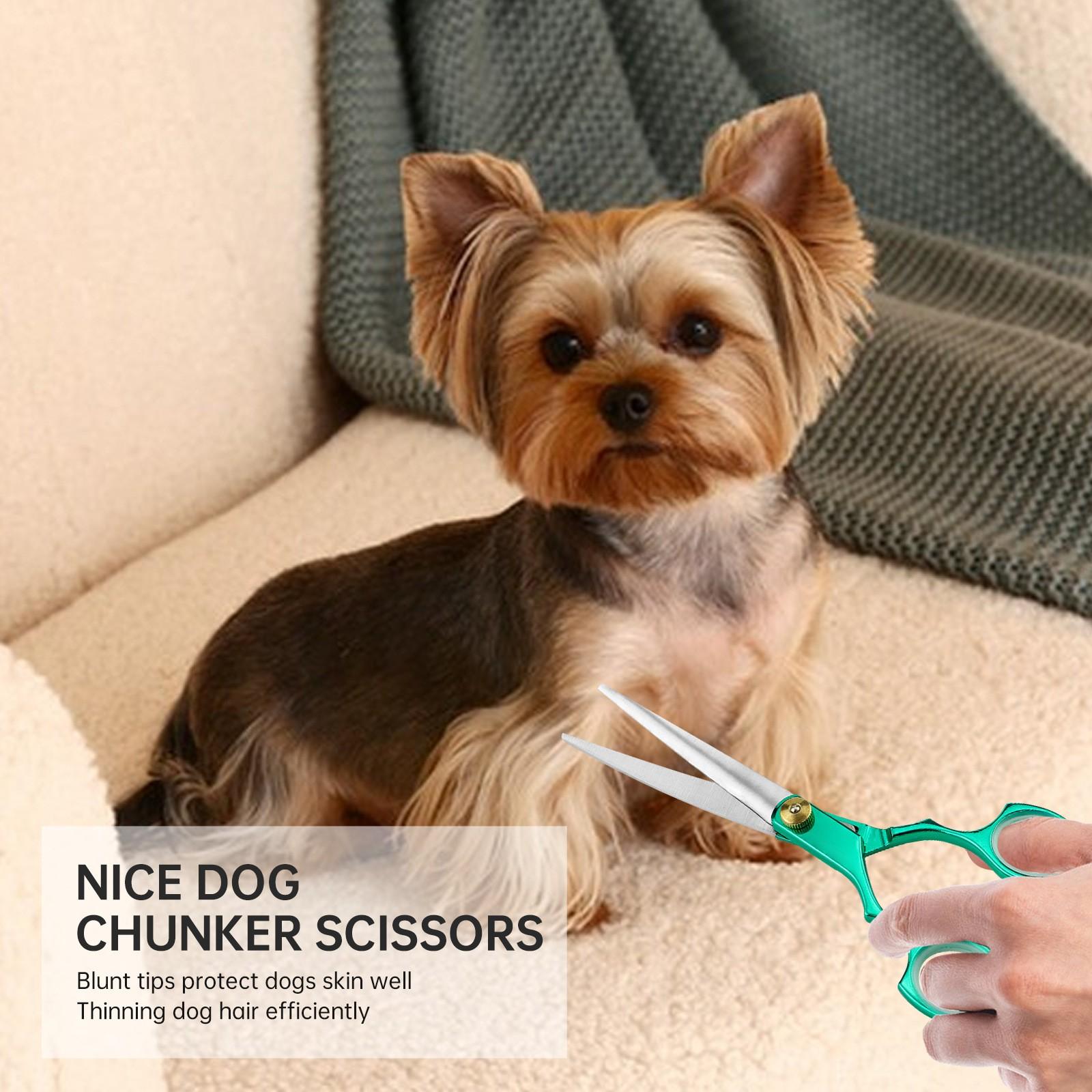 1PC Professional 6.0 inch Pet dog Grooming Scissors Curved Shears Chunker Scissors Dog Grooming Scissors Straight Shears Chunker Shars Up/Down Curved Scissors Pet Scissors