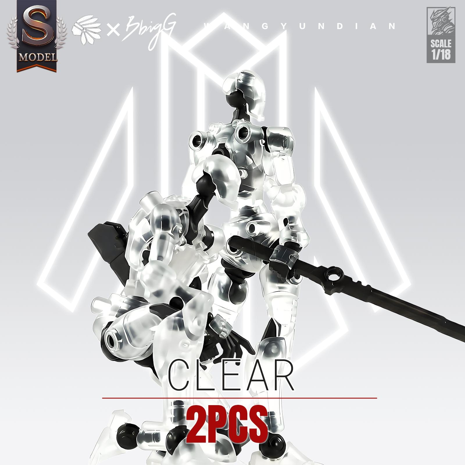 Dual-Pack 1/18 Scale Ultra-Detailed Articulated Figures Action Figures Robot Model Set, 3.75 Inch Sci-Fi Robot Assembly Kit with Weapons & Display Stand, Cyberpunk Desktop Decor Gift