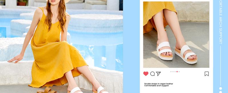 Athlefit Women's Summer Two Strap Platform Slide Sandals Comfortable Beach Arch Support Footbed Sandals for Women Girl Footwear Shoe Walking Shoes