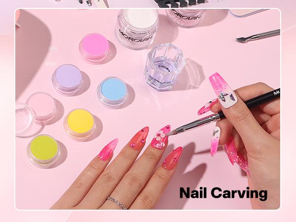 Morovan Blossom Series Acrylic Nail Kit with UV Lamp 4Colors Gel Polish 12Glitter Powder Complete Tools for Beginners Manicure Cuticles