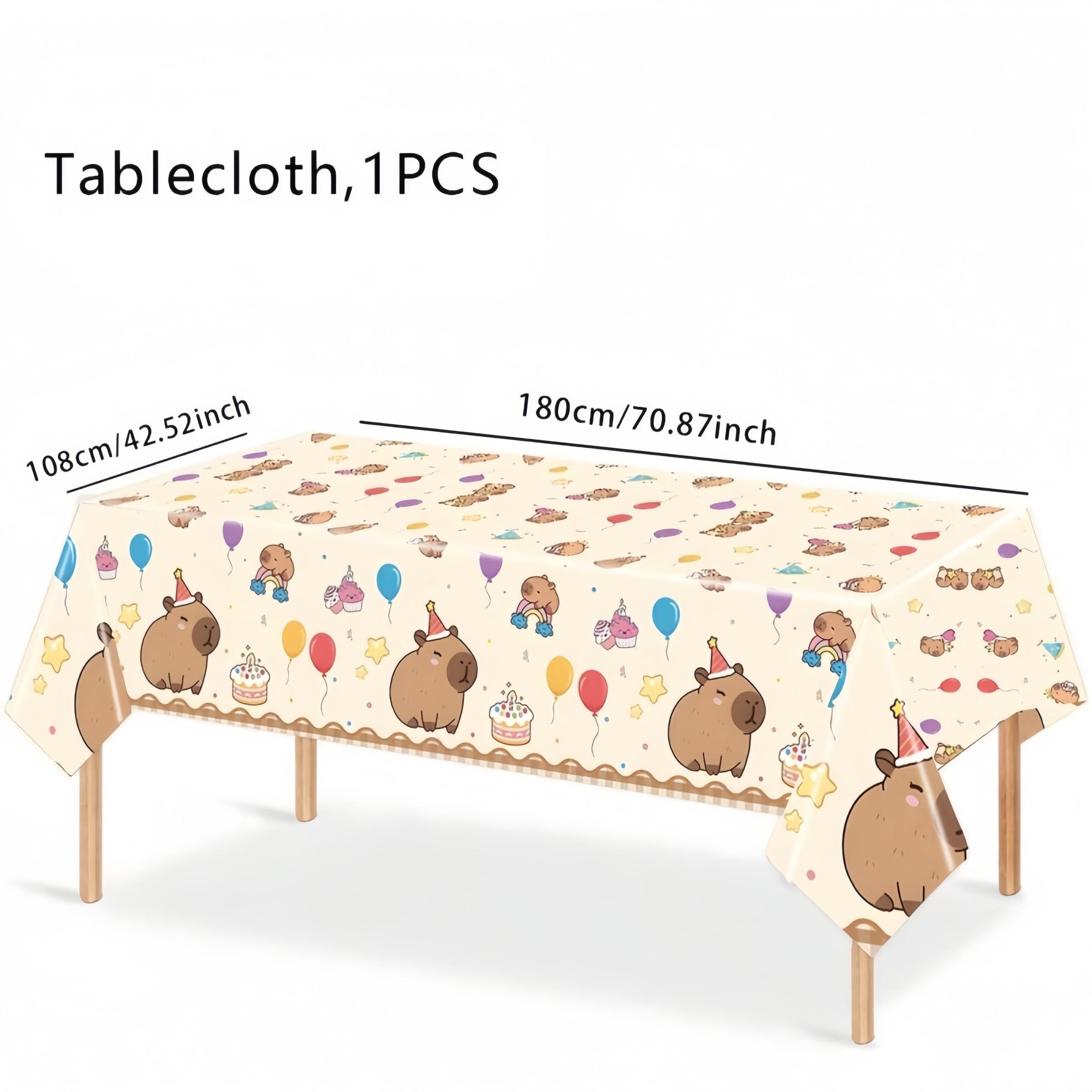 Kapybara Theme Rectangular Disposable Tablecloth, Outdoor Picnic Table Cover, Oil proof, Decorative Polyethylene, Suitable for Birthday Parties, Weddings, Camping and Catering, Baby showers, Christmas, Halloween