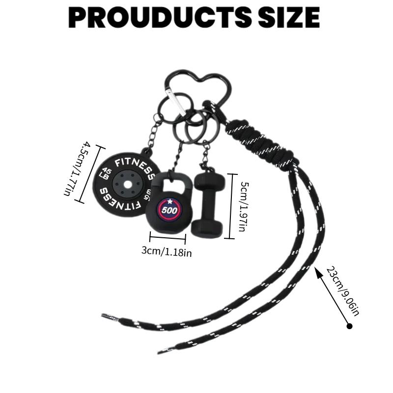 Unisex Workout Equipment Keychain - Gym Dumbbell Barbell Kettlebell Design, Heart Carabiner with Multiple Key Rings, Portable Wristlet, Fitness Accessory for Gym/Backpacks, Stylish Functional Gift for Enthusiasts-YY0, Weight Plate Pendants
