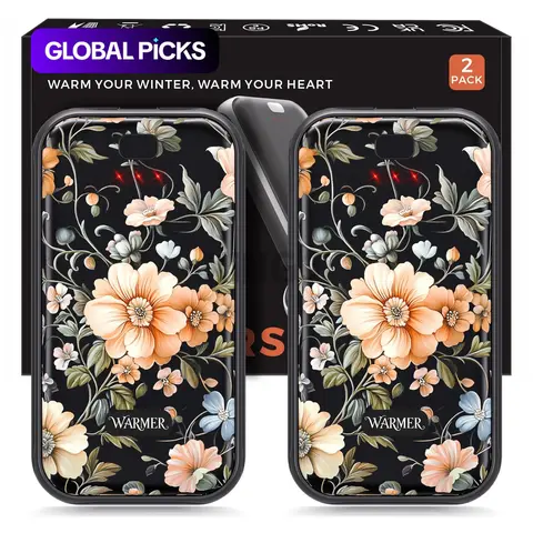 Hand Warmers Rechargeable 2-Pack, Vintage Elegant Floral Design, Portable Pocket Heaters, Christmas Gifts, Winter Essential #GLOBAL PICKS