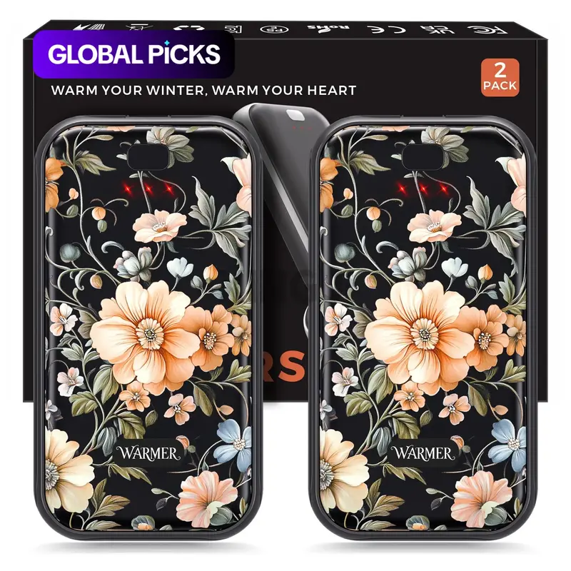 Hand Warmers Rechargeable 2-Pack, Vintage Elegant Floral Design, Portable Pocket Heaters, Christmas Gifts, Winter Essential #GLOBAL PICKS