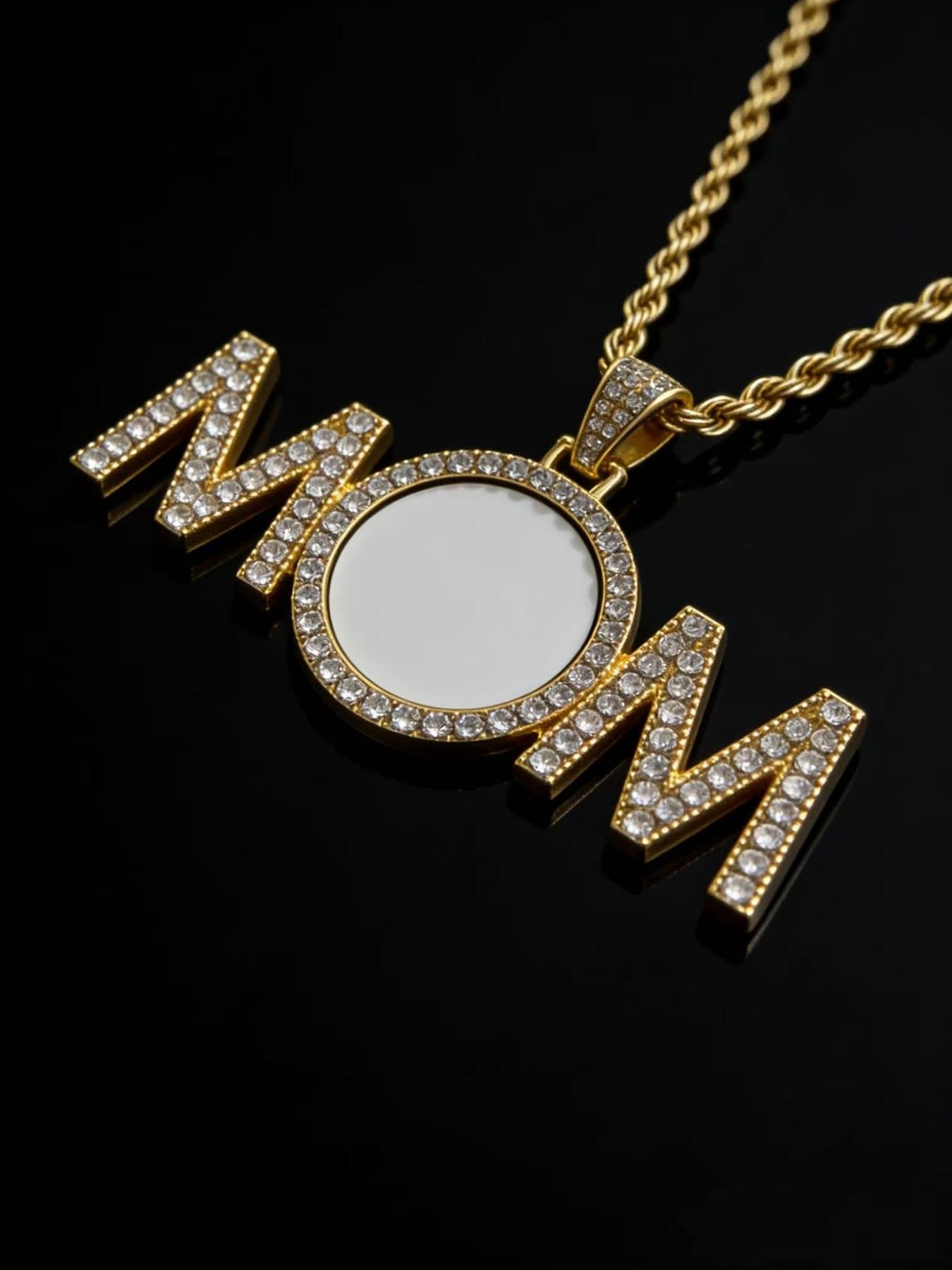 6pcs Heat Transfer Blank Mom Rhinestone Necklace, Custom Photo Pendant, Mother's Day Gift, Chain, DIY Jewelry Making Kit