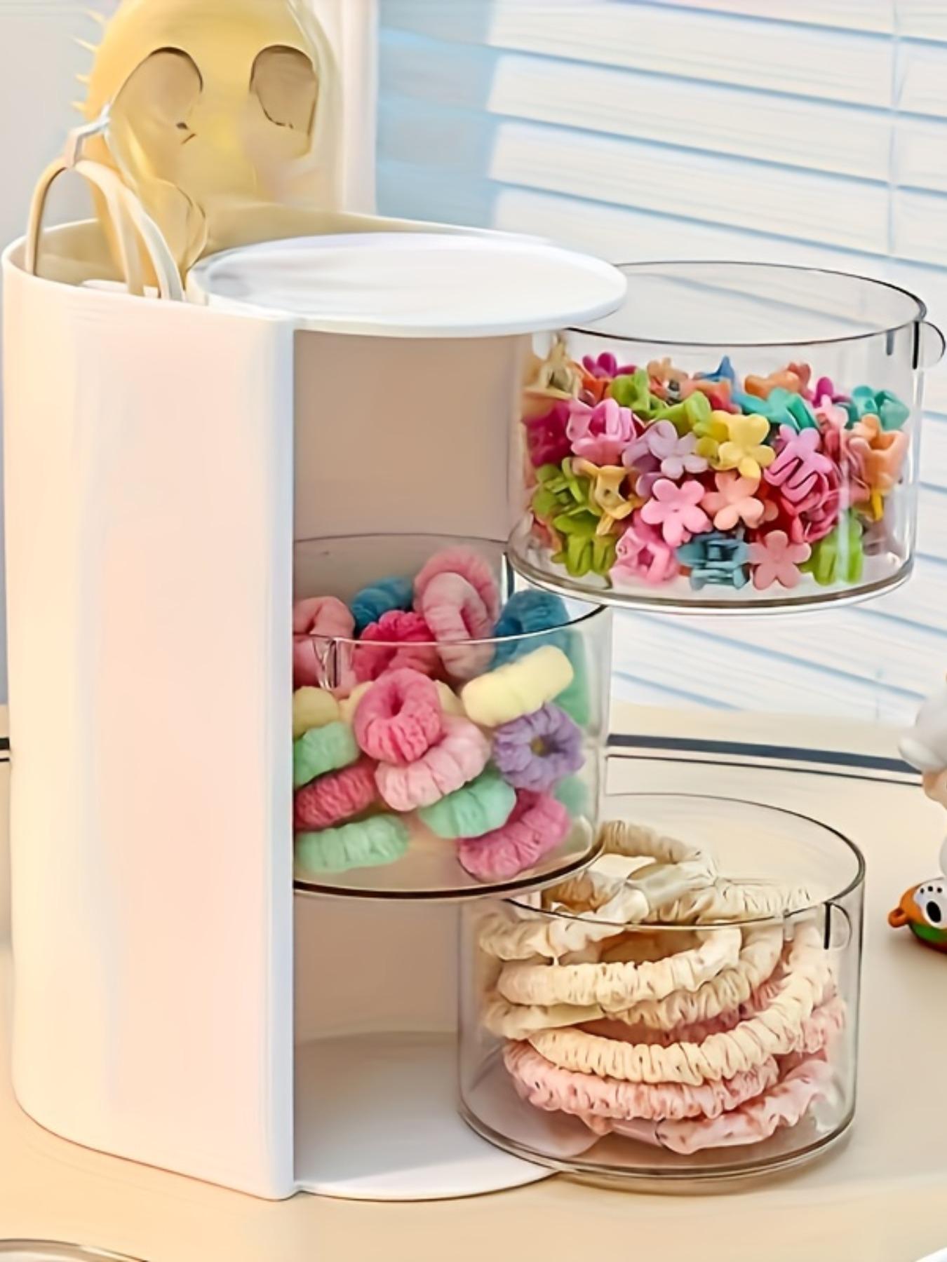 Rotating Multi-Layer Transparent Storage Box, Dustproof Plastic Hair Accessory Organizer, Makeup Cosmetic Organizer, Suitable for Christmas, Valentine's Day, Birthday Gifts