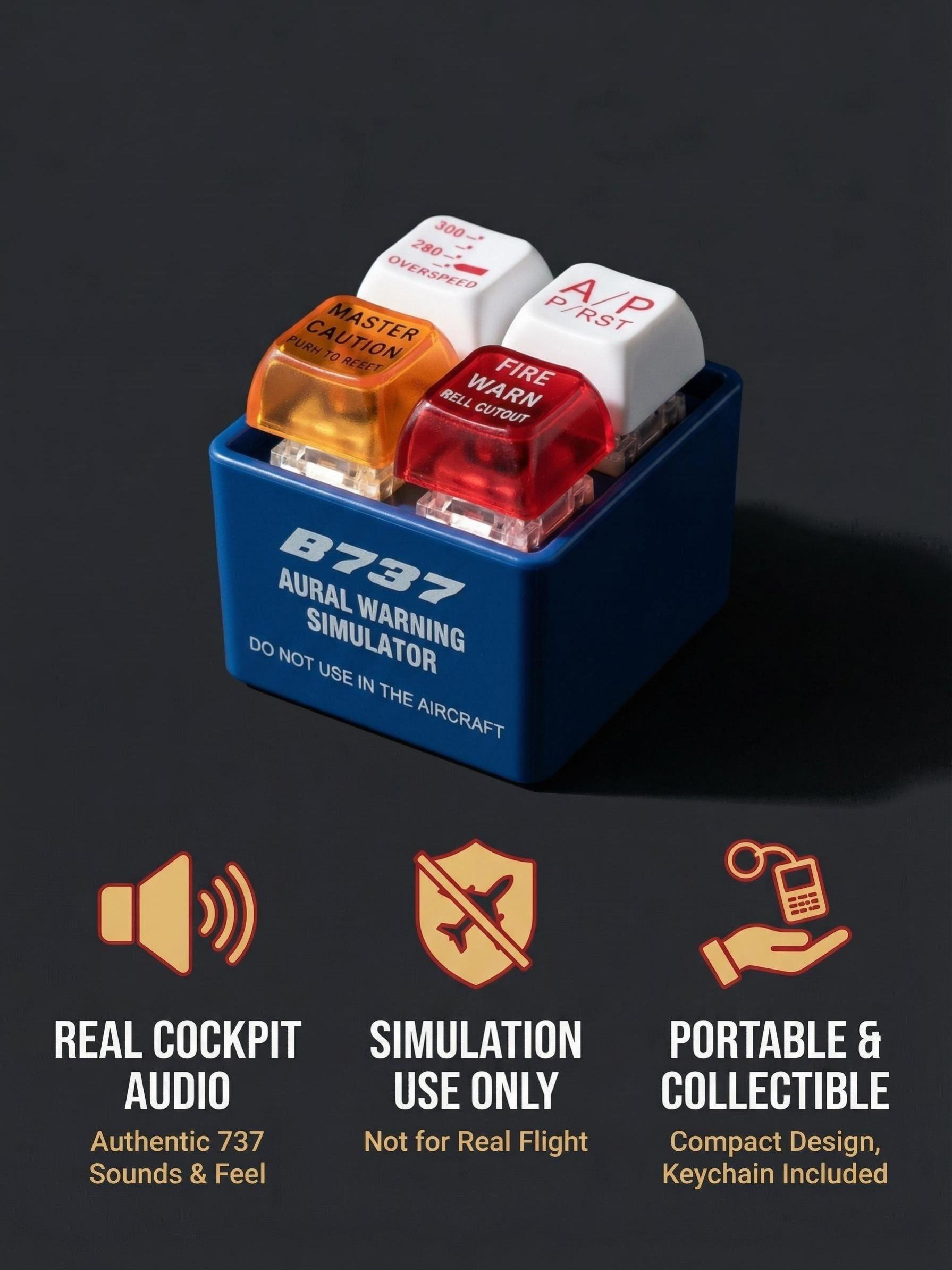 1pc Pilot Alert Keychain, Crew Safety Pendant, Aviation Sound Simulator, LED Warning Light, for Backpack, Wallet, Travel Gear, Gift