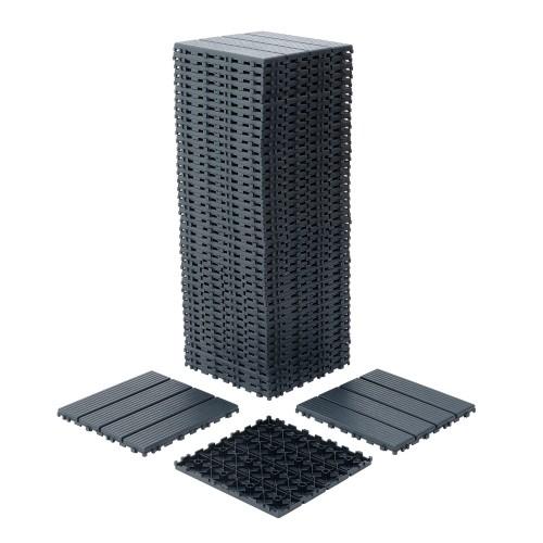 Plastic Interlocking Deck Tiles,44 Pack,12"x12" Square Waterproof Outdoor All Weather Use, Outdoor and Indoor Patio Decking Tiles