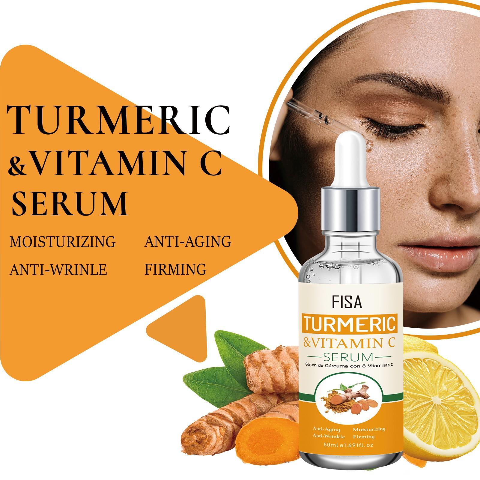 Turmeric Vitamin C Dual-Action Serum, Reduces Fine Lines, Brightens Skin, Hydrates, Tightens, Suitable for All Skin Types, 50ML