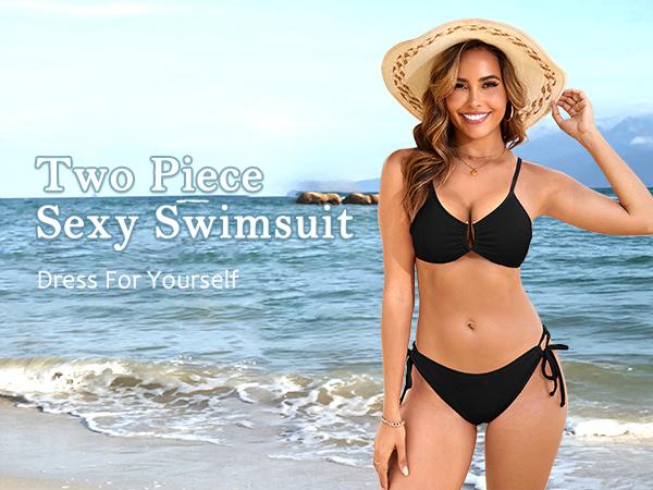 Blooming Jelly Color Block Textured U-Wire Swimsuits Womens Sexy Cheeky High Cut 2 Piece Bikini Sets