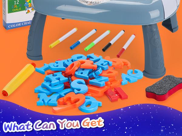 Small Erasable Drawing Board Easel with Letters and Numbers Children's Drawing Table Creative Interactive Art Set Toys Crafts Learning Play Activities Artwork Artistic