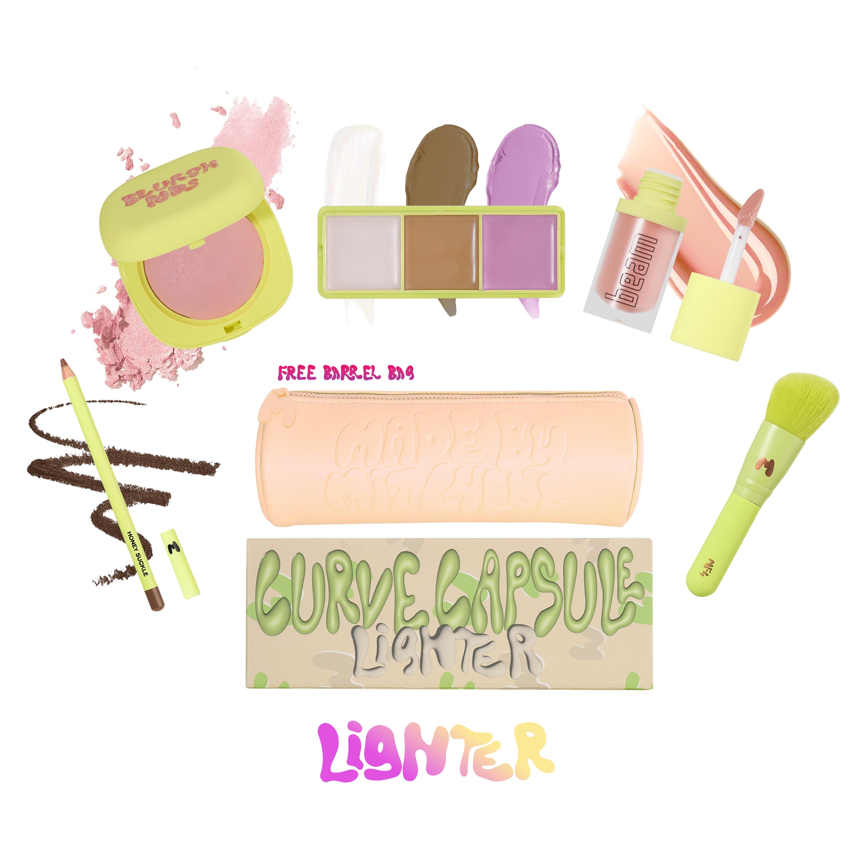 Mitchell Curve Capsule 5-Piece Face & Lip Set, Limited Edition Blush, Lip Gloss, Lip & Brush Makeup Bundle, Perfect Gift for Her