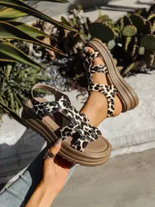 Women's Platform Gladiator Sandals, Adjustable Buckle Woven Strap Wedge Sandals, Open Toe Non Slip Summer Casual Outdoor Footwear
