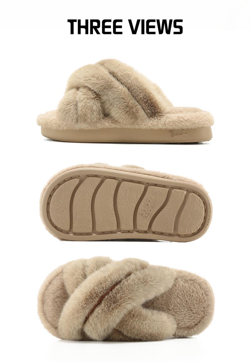YASSIA Women’s Plush Fuzzy Slides | Faux Rabbit Fur Warm Indoor Outdoor Slippers Girl Shoe