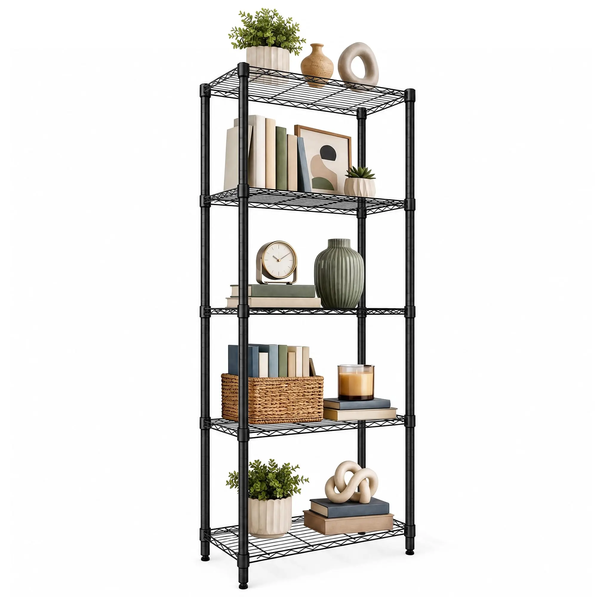 Garvee 2-Pack Adjustable 4-Tier Wire Shelving Units - 29.5" Wide Heavy-Duty Carbon Steel Freestanding Shelf for Garage, Kitchen Household Organization, Two-Pack