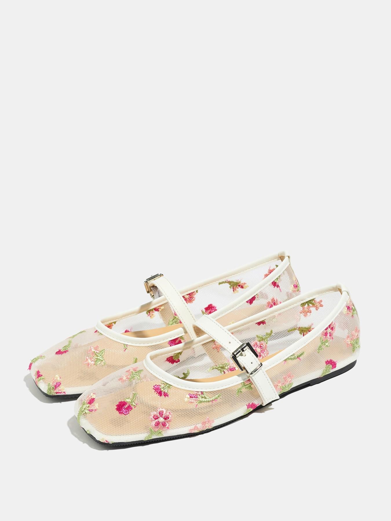 Women's Mary Jane Shoes Summer 2026, Breathable Mesh Low Heel Ballet Flats, Square Toe Casual Outdoor Dance Shoes