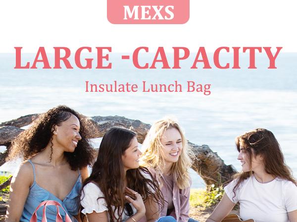 MEXS Lunch Bag for Women Men, Neoprene & Leakproof Large Insulated Lunch Box Tote Bag, Tear-Stain Resistant/Machine Washable Picnic Cooler Bag