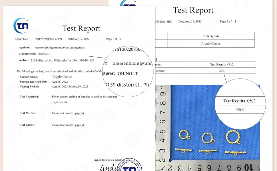 OHINGLT Jewelry Manufacturing OT Bracelet Buckle, 925 sterling silver necklace texture ring toggle buckle T-shaped rod and circular buckle