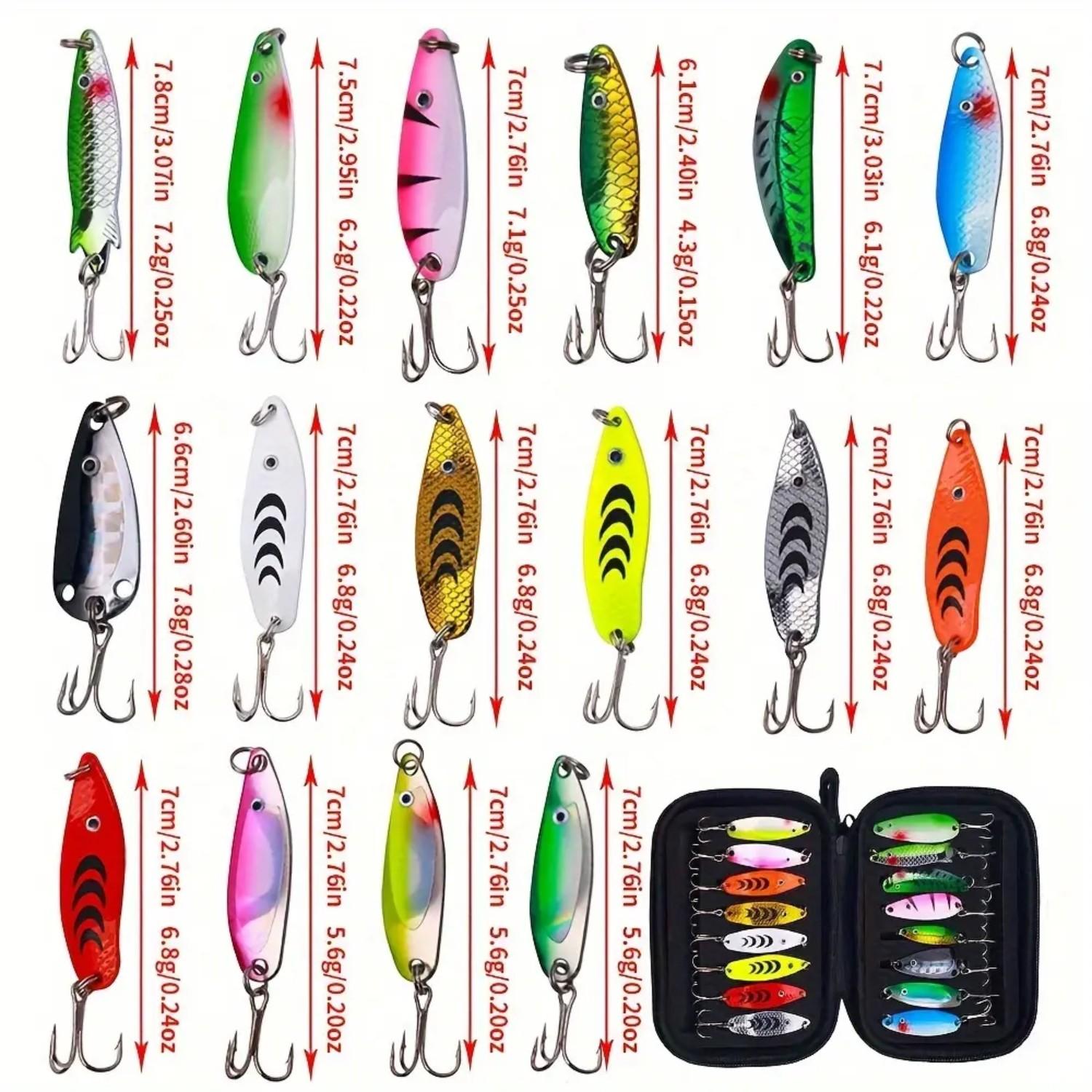 YYW1 16PCS Metal Spoon Fishing Lure Kit, Bright Reflective Fishing Lures with Portable Storage Case, Fishing Tackle Set Bass, Trout, Pike & Outdoor Fishing