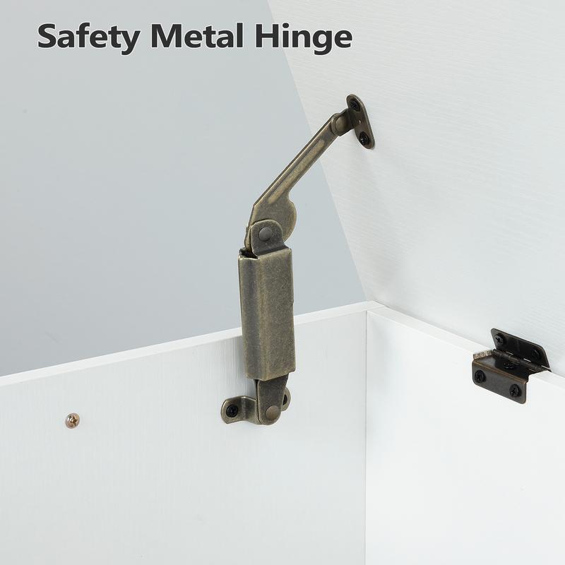 MAHANCRIS 39.4" Sturdy Entryway Toy Storage Chest with Safety Hinges, for Living Room, Bedroom, White