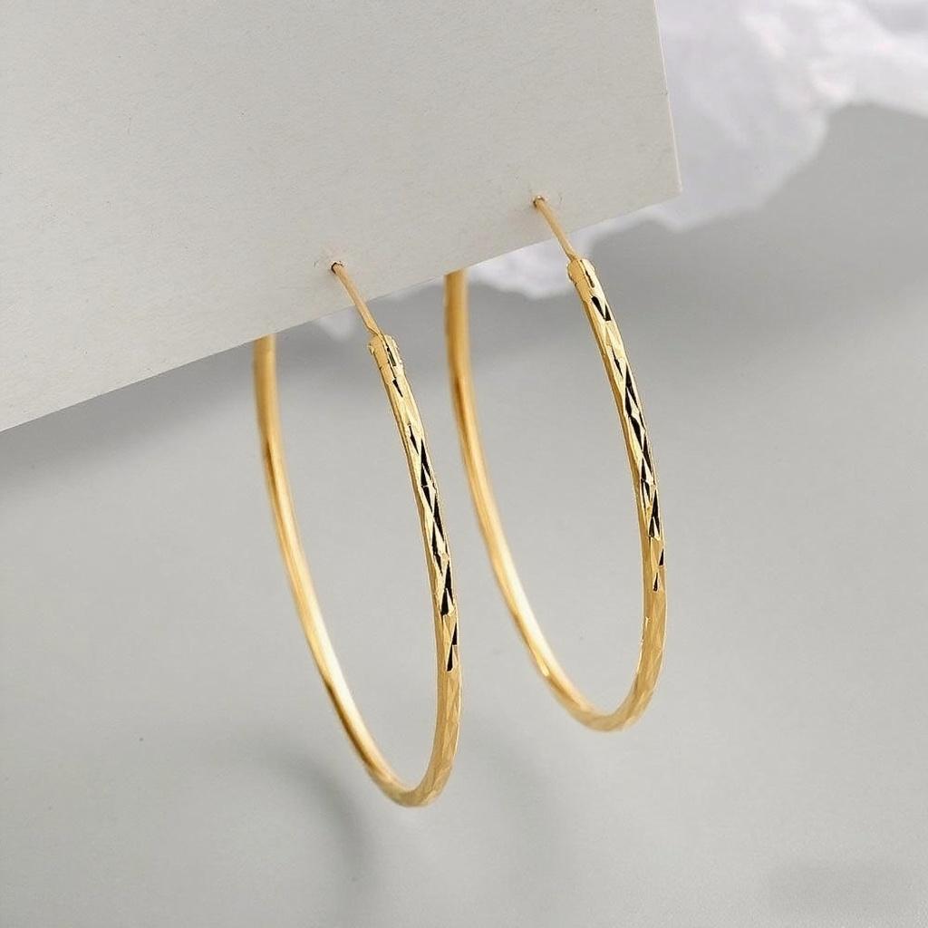 vintage hoop earring 18K Golden Plated Pair - City Wall Texture Round Earrings | Hypoallergenic, Non-Fade, Elegant & Minimalist Style,With Free Gift