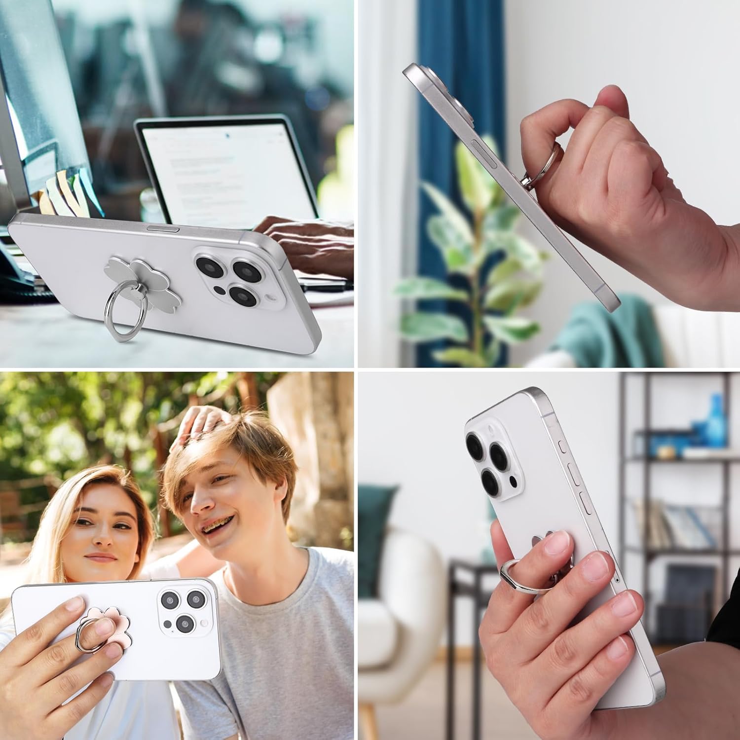 1 Pack Flower Pattern Phone Ring Holder, 360 Rotation & 180 Adjustable Angle, Metal Finger Grip Kickstand for All Smartphones
