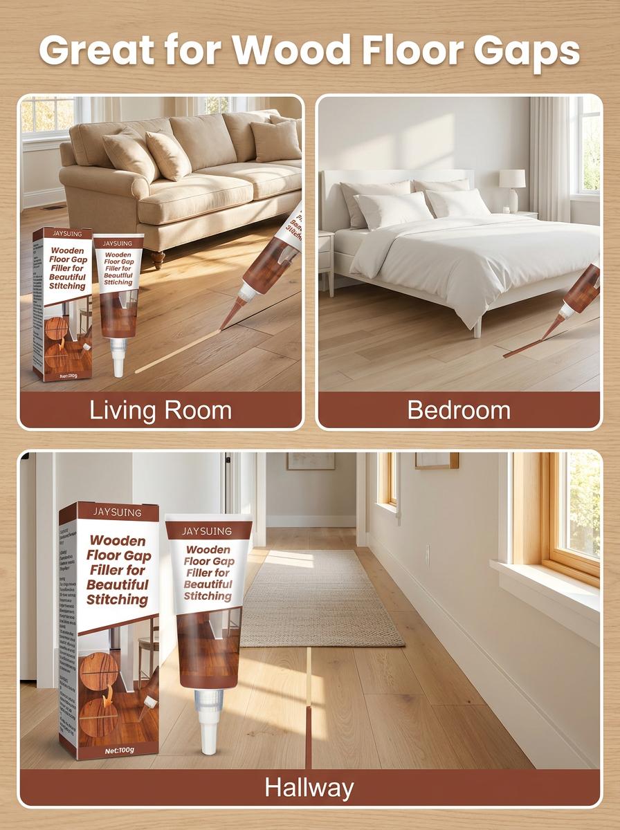 JAYSUING Wood Floor Gap Filler 100g, Water-Based Wooden Floor Repair Sealant, Anti-Dust Gap Filling Paste for Wood Floor Gaps