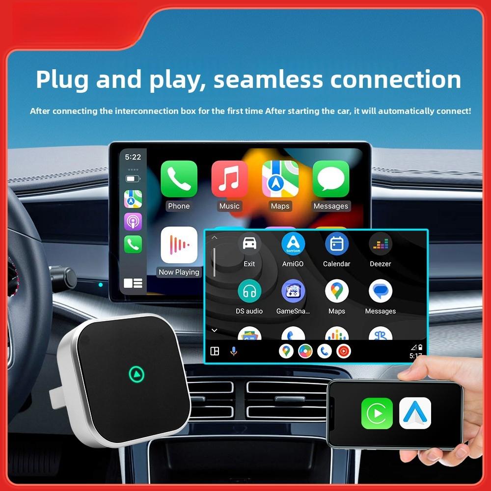 Wireless CarPlay Adapter,2026 Upgraded Android Auto Wireless Adapter,Mini USB-C Adapter,for iPhone & Android,Carplay Dongle With Type-C Adapter,Hands-Free Call/Navigation