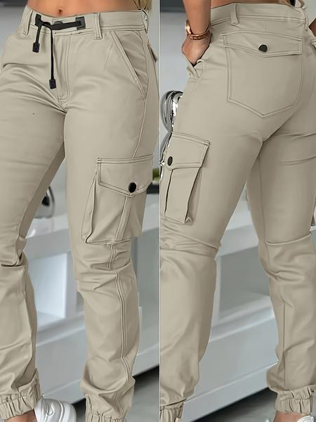 Autumn Winter New High Waist Slimming Women's Casual Fashion Military Pants, Long Cargo Workwear Trousers for Ladies