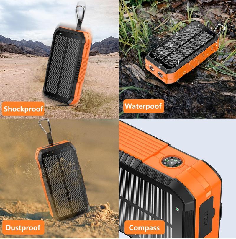 Bdjsad Solar Charage Power Bank 65800 mAh Wireless Fast Charge Hand Crank ultralarge capacit for All Mobile Devices,Intelligent Charging Made With Compass,Flashlights,LED lights,Large Capacity Outdoor Cam Magnetic Portable cellphone Accessories Smartphone