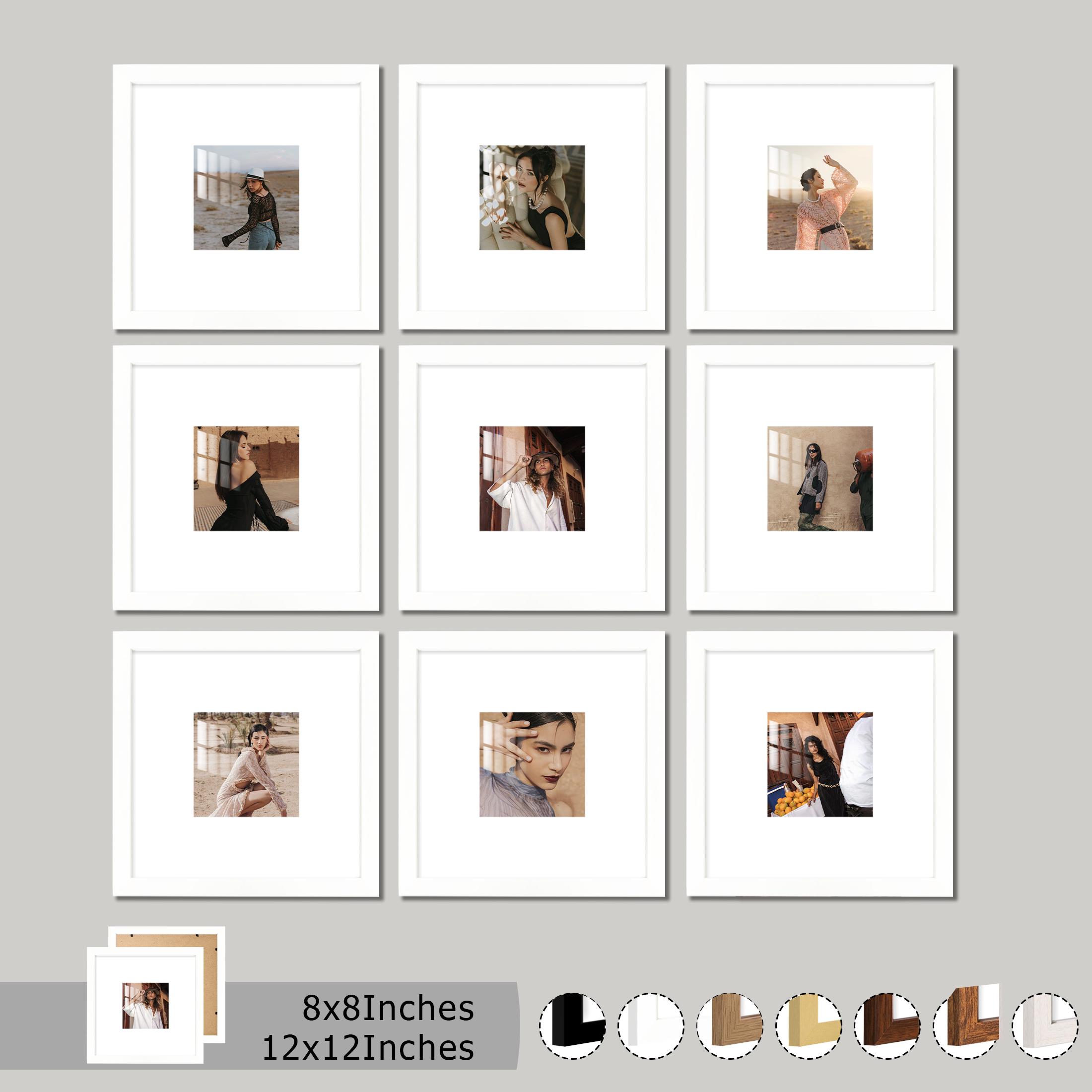 8x8 Inch/12x12 Inch Square Frame Set, Sturdy Frame Design, Replaceable Core, High-Definition Transparent Dustproof Moisture-Proof Ps Board, Perfect Holiday Gift, Picture Frame Set